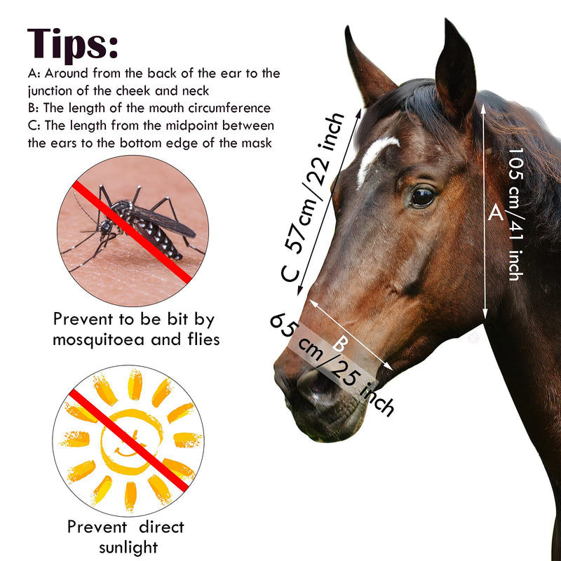 Frienda 4 Pieces Horse Fly Masks for Horses Horse Fly Mask with Ears Face Covering Elasticity Smooth and Comfortable Horse Mask with UV Protection(Large, Geometric) Large - BeesActive Australia