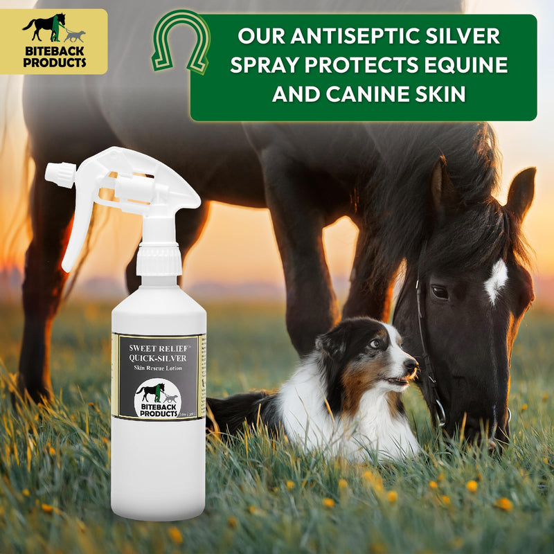 Biteback Products 'Sweet Relief Quick-Silver' - Natural Cleansing Skin Care Spray for Dogs & Horses | Soothes Minor Skin Irritations, Skin Defence | With Ionic Silver & Allantoin 500ml