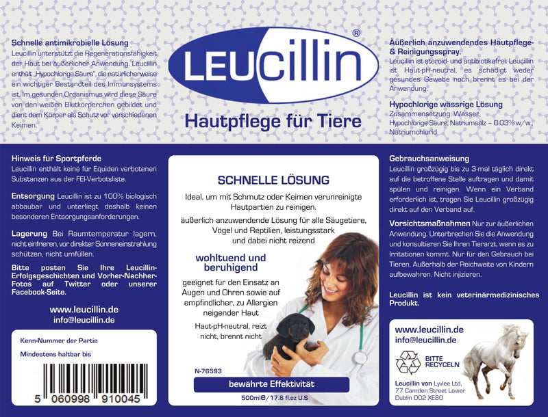 Leucillin Natural Antiseptic Spray | Antibacterial, antifungal & antiviral | for dogs, cats and all animals | for itchy skin, minor wound care and all skin care | 500ml - BeesActive Australia