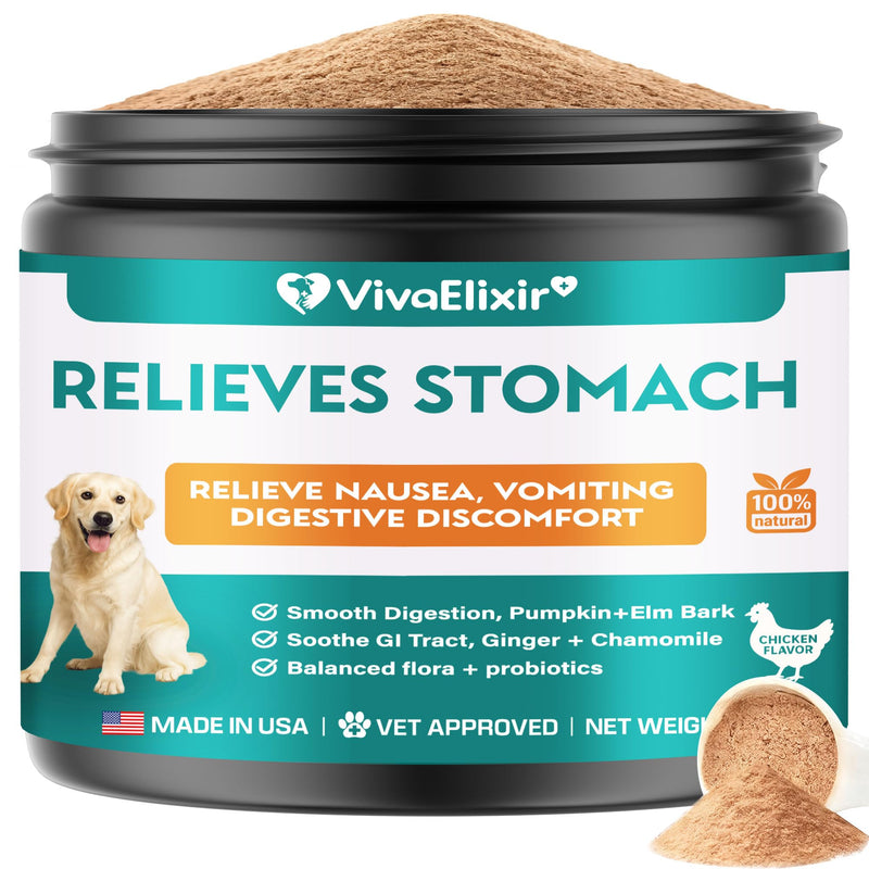 Dog Upset Stomach Relief for Nausea | Probiotics for Dogs | Soothe Upset Stomach | Dog Slippery Elm & Pumpkin | Support Digestive Health | 2.12 OZ Chicken Flavor
