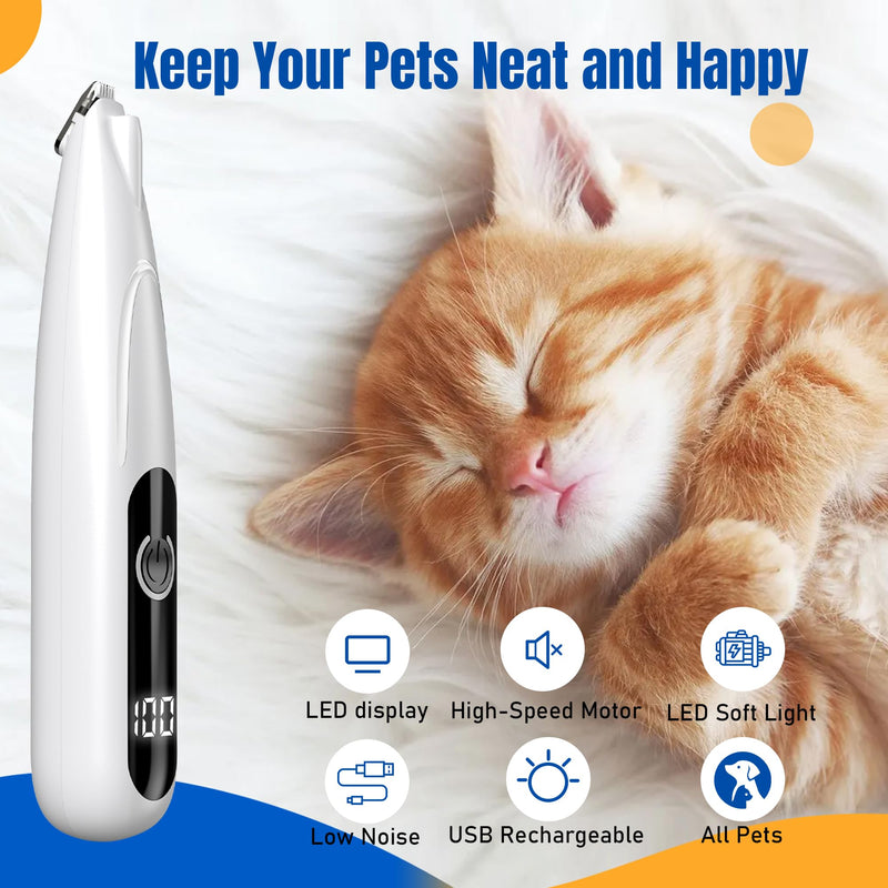 Yeerain Paw Trimmer for Dogs with LED Light, USB Rechargeable Dog Clipper Paw Trim Pro for Dogs and Cats, Quiet Dog Paw Trimmer for Paws, Eyes, Ears, Face, Body - BeesActive Australia