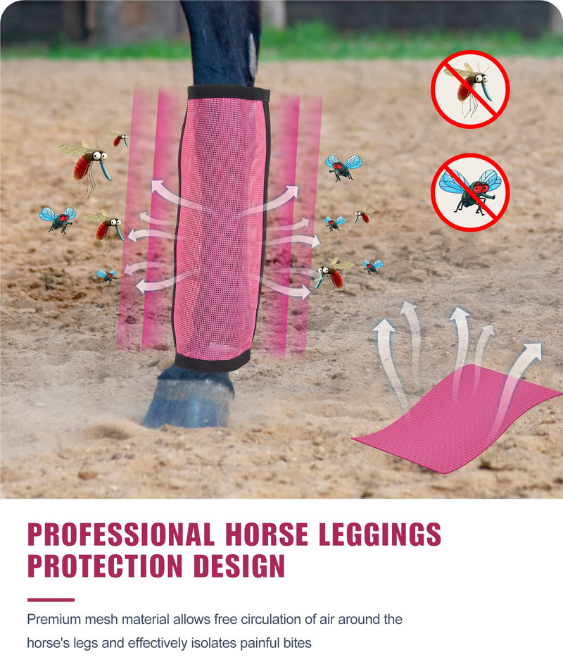 Horse Fly Boots for Pony - Upgrade Mesh Mini Donkey Leg Fly Protection with Leather Frame, Horse Leggins Fly Boots Set of 4(small, blue) Small for 10~13 hand pony/donkey - BeesActive Australia