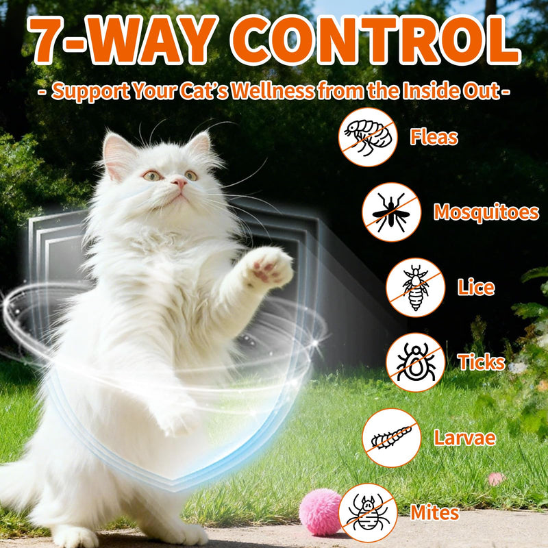 Cat Vitamins & Flea Prevention, Cat Multivitamin & Flea and Tick Support Treats with Taurine, Brewer’s Yeast & Omega-3 for Skin, Coat, Immunity & Daily Wellness, Chicken & Krill Flavor