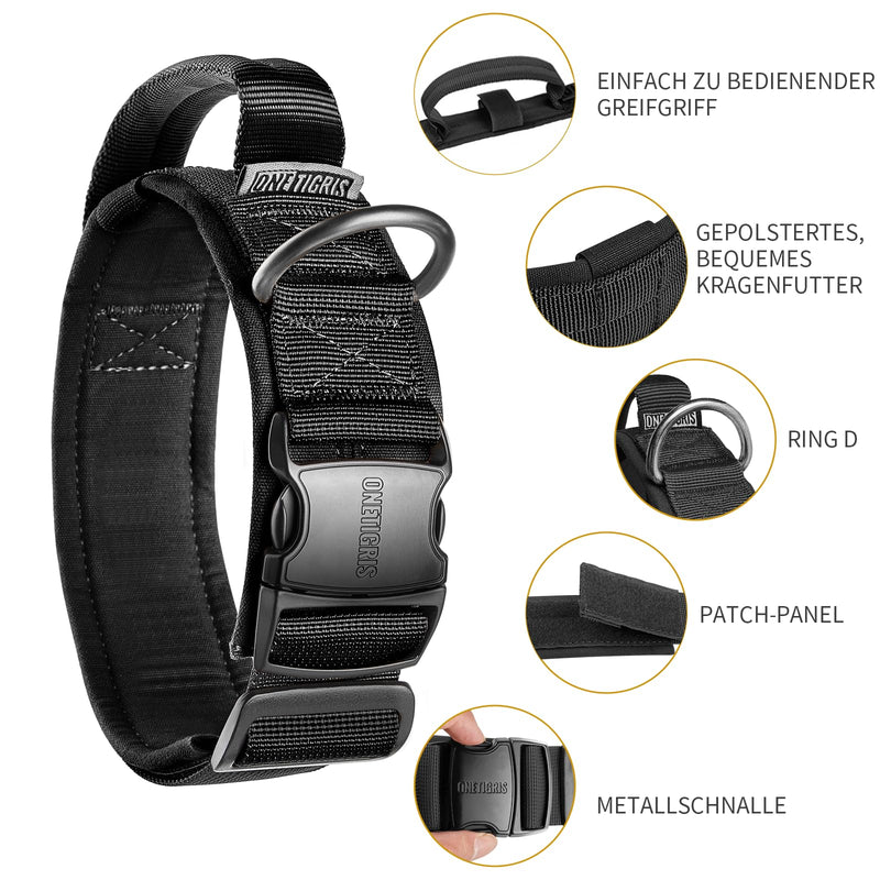 OneTigris Dog Collar with Metal Buckle for Dogs (Black, M) Black - BeesActive Australia