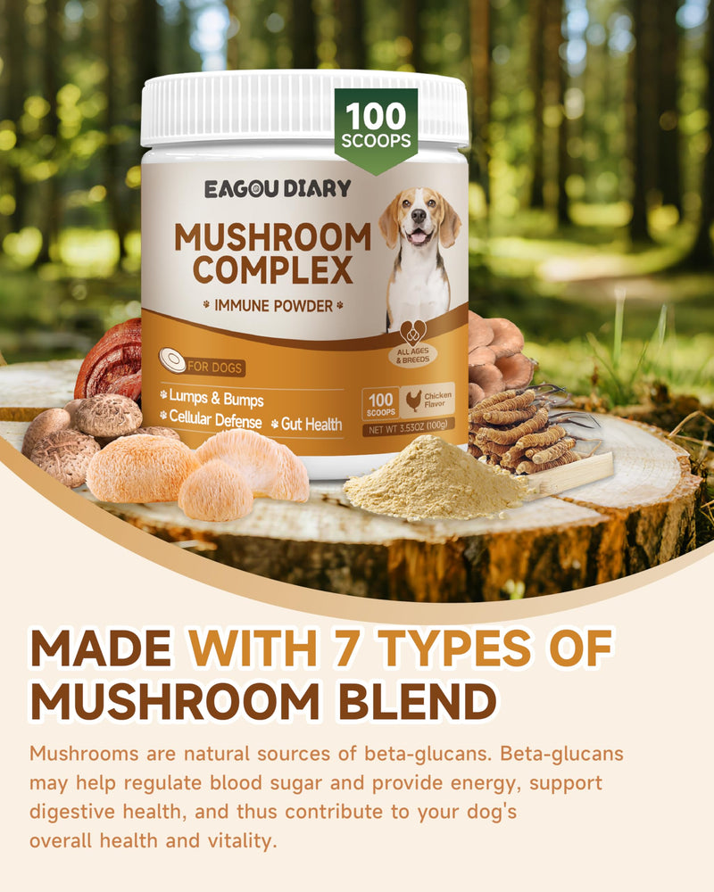 Mushroom for Dog with Turkey Tail Mushroom for Dogs, Lion’s Mane, Shiitake - Pumpkin Powder for Dogs Supports Digestion, Gut Health