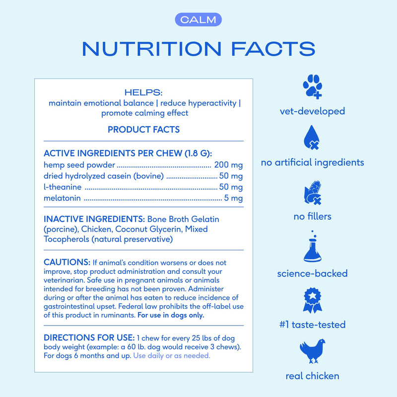 Native Pet Dog Calming Chews (60 Chews) & Probiotic for Dogs (8.2 oz.) - Melatonin for Small, Medium, Large Pups and Probiotic Powder + Prebiotic + Bone Broth Powder for Digestive Issues