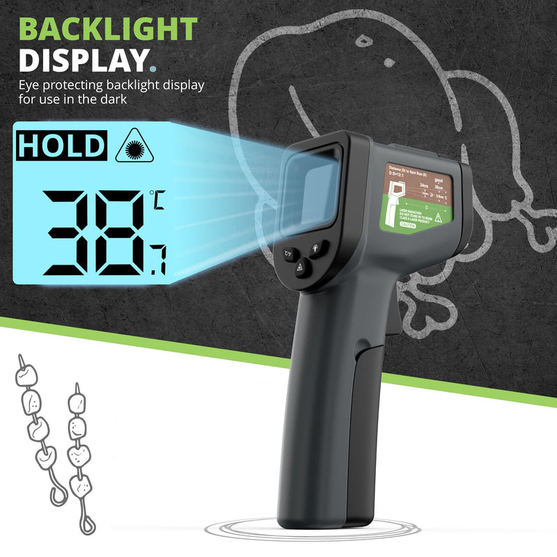 Oliver's Kitchen® Infrared Thermometer - User-Friendly - Measure Temperature with Precision - Perfect for Pizza Ovens - Ergonomic Grip - Batteries Included