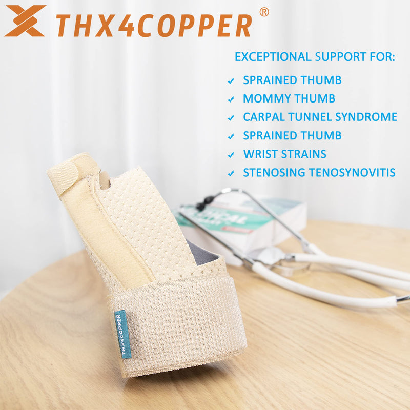 THX4COPPER Thumb & Wrist Stabilizer Splint for Blackberry Thumb,Thumb Pain Relief for Arthritis,Sprained,Tendonitis,Carpal Tunnel,Breathable&Stable,L-XL(Beige) Large/X-Large Beige