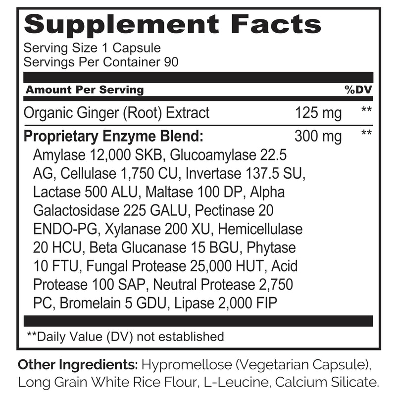 NATURELO Digestive Enzymes with Ginger, 90 Vegan Capsules, 2 Pack | Full Spectrum Support, Broad Blend of 15 Digestive Enzymes for Men and Women Unflavored 90 Count (Pack of 2)