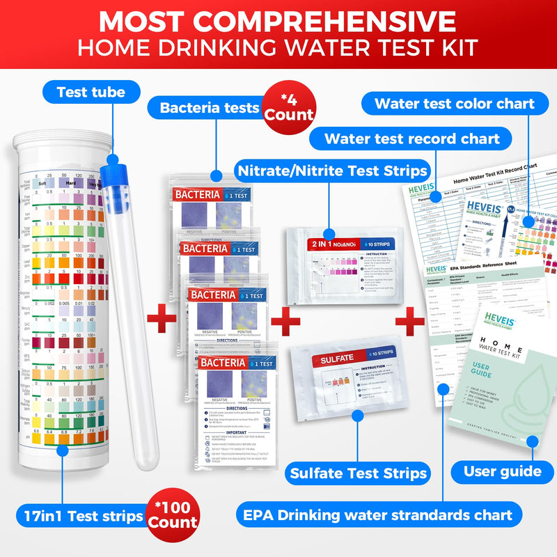 21-in-1 Home Water Test Kit for Drinking, Tap & Well Water - Easy to Read Blue