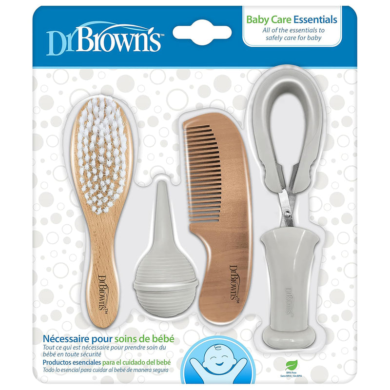Dr. Brown's Baby Care Essentials Kit, Nail Scissors with Case, Nasal Aspirator, Cradle Cap Brush and Comb, BPA-Free Essentials Care Kit, 5-piece