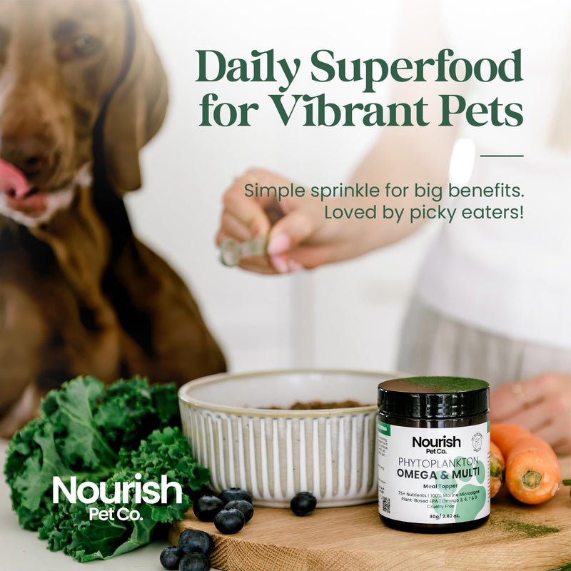 Nourish Pet Co. Phytoplankton Omega & Multi for Dogs & Cats - The Ultimate Wholefood Supplement for Overall Health & Vitality