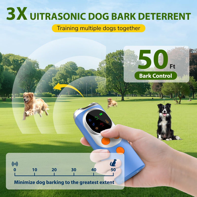 dessports Dog Bark Deterrent Device - 3X Ultrasonic Anti Barking Device for Dogs Training - 50FT Range Effective Bark Shield - Rechargeable Barking Silencer for Own or Neighbour's Dog
