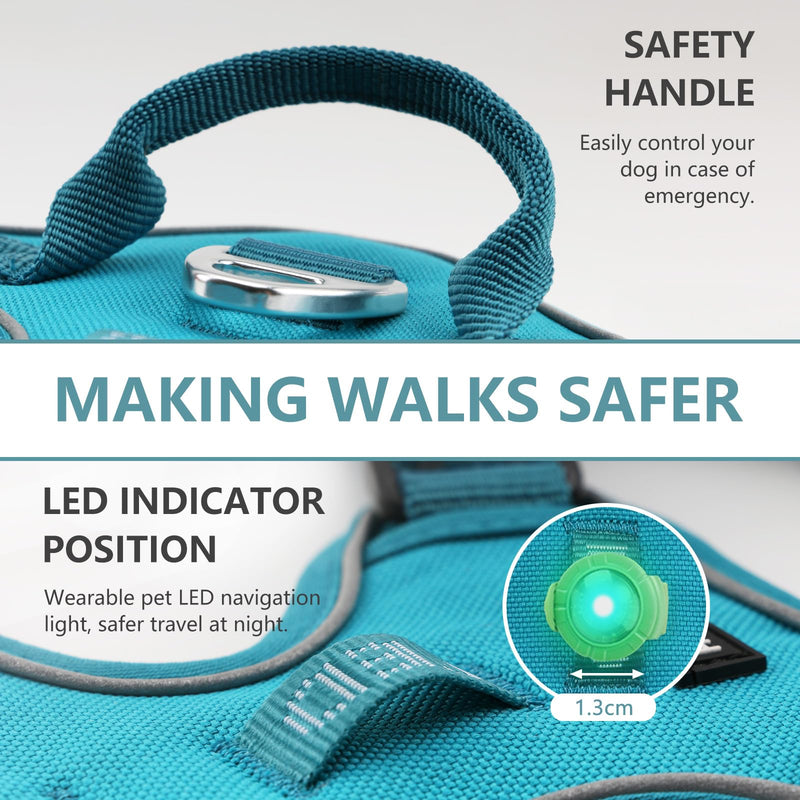 No Pull Dog Harness, Reflective Soft Breathable Mesh Oxford Harness for Dogs, 2 Metal Rings & 4 adjustable buckles Pet Vest Easy Control Handle for Training and Walking (Blue, XS) Blue - BeesActive Australia
