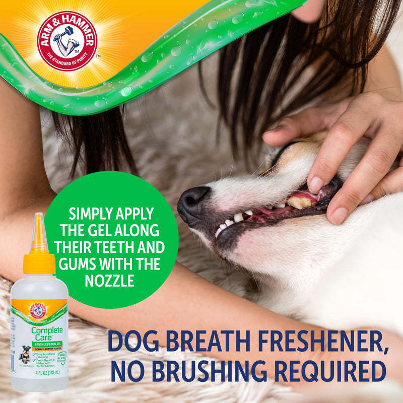 Arm & Hammer Complete Care Brushless Dental Kit for Dogs – Includes No-Brush Oral Gel + Dog Dental Spray, Fresh Breath, Tartar Control, Baking Soda Enhanced Dental Dog Supplies, 4 Fl Oz Each Dental Kit - Peanut Butter & Mint 4 Fl Oz (Pack of 2)