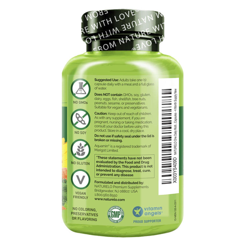 NATURELO Mens Multivitamins - One Daily Multivitamin for Men with Vitamins, Minerals & Organic Whole Foods, Boost Energy & Health, Non-GMO, 120 Vegetarian Capsules 120 Count (Pack of 1)