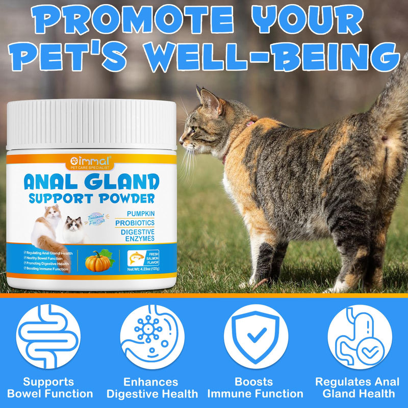 Anal Gland Support Powder for Cats, Anal Gland Supplement Powder with Pumpkin and Probiotics Supports Cats Anal Gland Health, Pet Supplement Anal Gland Support Powder Treatment for Cats - 120g - BeesActive Australia