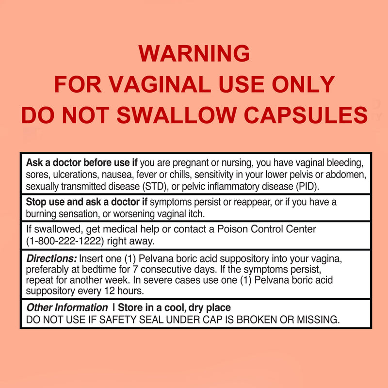 Pelvana Boric Acid Suppositories for Women 30 Count - for Vaginal Odor Use | Third-Party Tested & Made in The USA 30 Count (Pack of 1) - BeesActive Australia