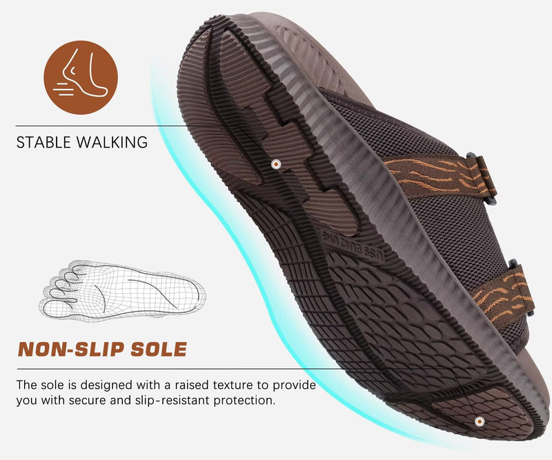KuaiLu Mens Orthotic Sandals Arch Support Cushion Recovery Walking Slides 11 Brown