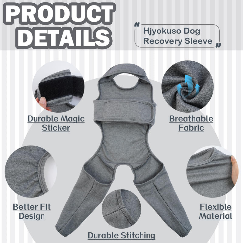 Hjyokuso dog bodysuit after surgery, dog bodysuit after surgery with leg, wound protection suits for dogs, dogs hind leg protection, anti-wound licking surgery body dogs, E-collar alternative for dogs, dog leg protection bodysuit M grey - BeesActive Australia