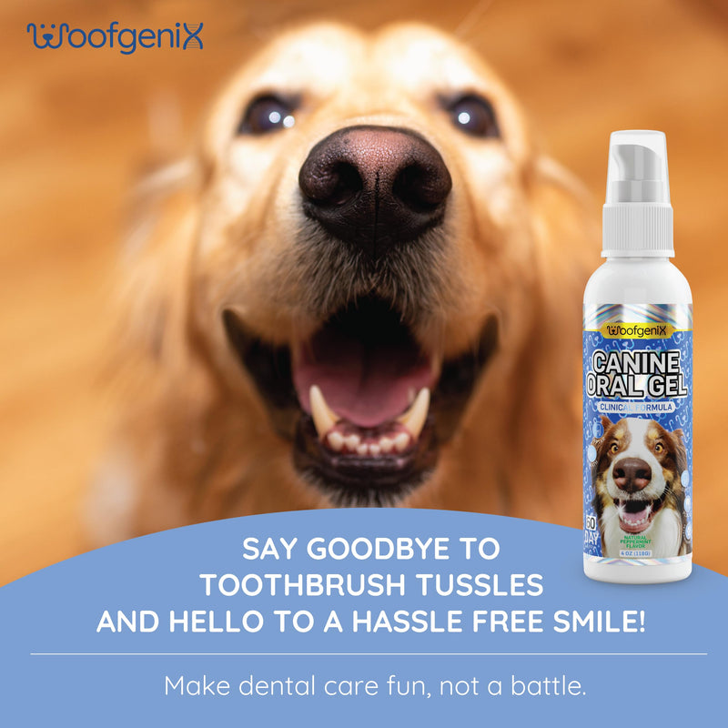 Dog Teeth Cleaning Gel - Canine Tooth Brushing Alternative - Vet Reviewed to Eliminate Plaque, Tartar & Bad Breath - Breath Freshener - Natural Peppermint (60 Day Supply)
