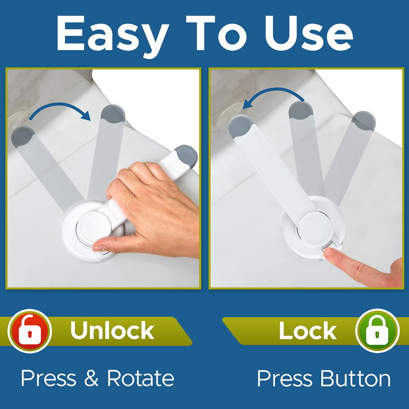 Toilet Locks Baby Proof (2-Pack) Ideal Baby Proof Toilet Lid Lock with Arm ‚Äì No Tools Needed Easy Installation with 3M Adhesive ‚Äì Top Safety Toilet Seat Lock ‚Äì Fits Most Toilets, White 2 Count (Pack of 1) - BeesActive Australia
