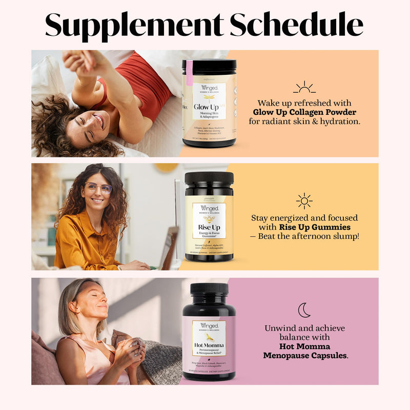 Winged Wellness Hot Momma Menopause Supplements for Women - Hormone-Free Menopause Relief Support for Hot Flashes & Night Sweats with Chaste Tree Berry, Multivitamins & More - 60 Vegan Capsules 30 Count (Pack of 1) - BeesActive Australia