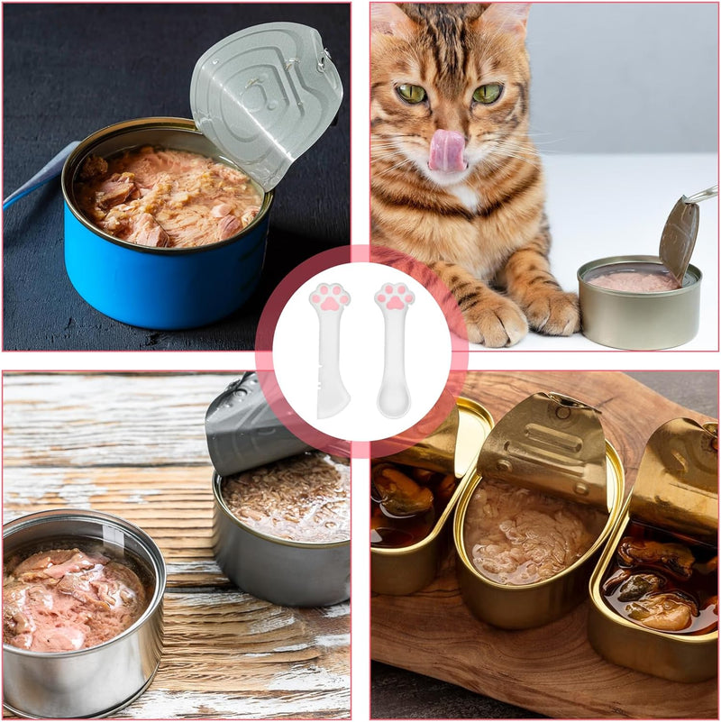 TIESOME Cat Food Spoon Cat Can Opener, Set of 2 Cat Food Spatula Paw Shape Cat Spoons for Food Cute Silicone Pet Food Spoon Dog Food Can Cover Opener Mini Cat Treat Spoon for Wet or Dry - BeesActive Australia