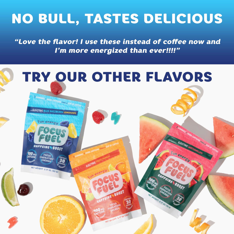 FocusFuel Energy Chews – Blue Razzberry Lemonade (15 Servings) – 100mg Caffeine + Alpha GPC + L-Theanine + B12, Magnesium – Great Taste – No Crash or Jitters | 100mg Caffeine, Alpha GPC, L-Theanine, B12, Magnesium, Great Taste, No Crash or Jitters