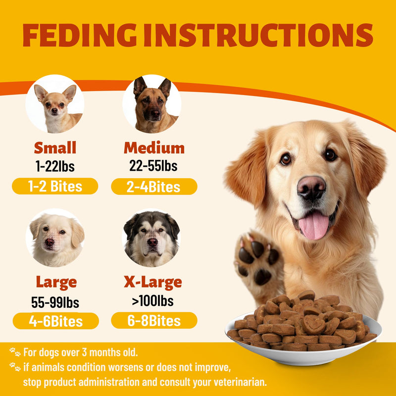 220g Dog Allergy Chews & Immune Support - Natural Ingredients with Turmeric for Dogs & Fish Oil - Anti Itch Dog Chews - For Puppy, Small Medium & Large Dogs