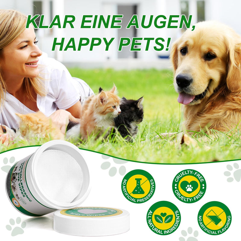 Pack of 150 Dog Eye Wipes, Eye Care Dog and Tear Spot Remover, with Natural Ingredients - Gently Cleans, Soothes, Prevents Eye Infections and Makes Eyes Shine