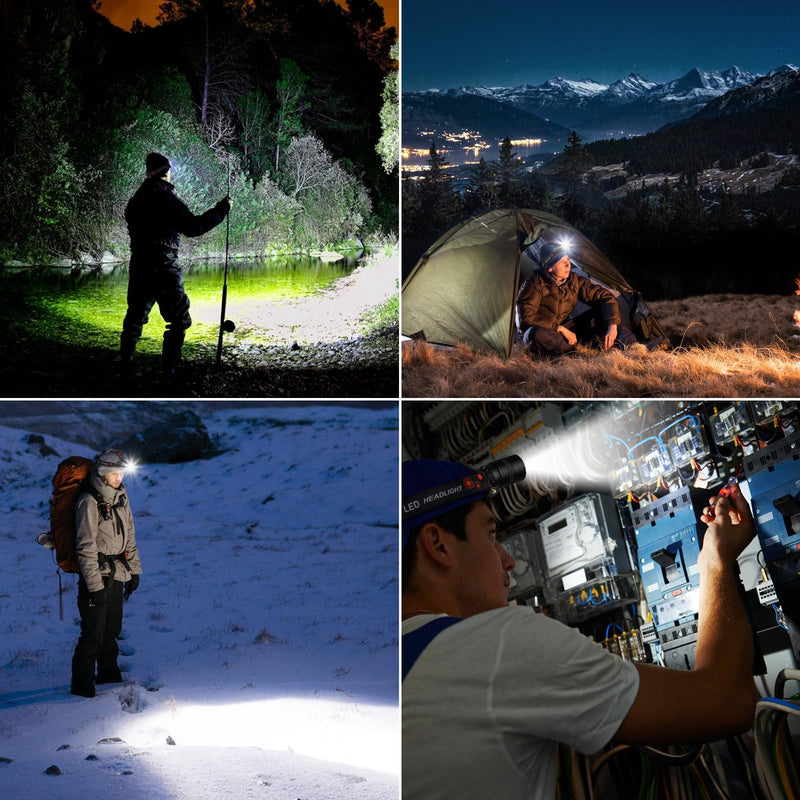Rechargeable Headlamp 2Pack, 99000 Lumens Super Bright LED Head Lamp with 3 Modes, 90° Adjustable Head Lights for Forehead, 45H Long Runtime & IPX6 Waterproof HeadLamps for Camping Hunting Hiking 2