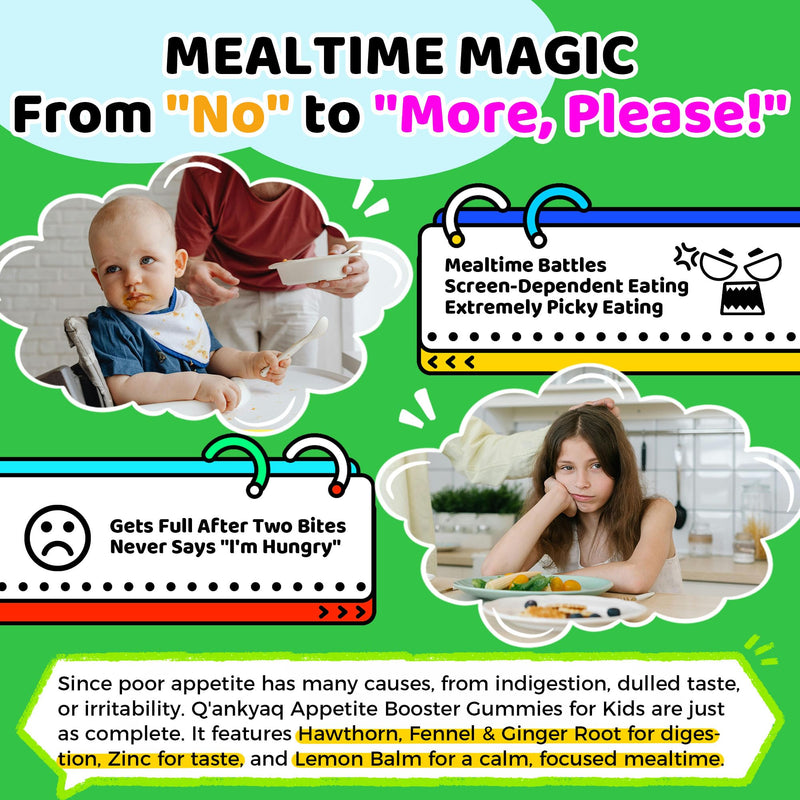 Appetite Booster for Kids, Weight Gain Gummies for Picky Eaters, 60 Cts | Appetite Increaser & Enhancer for Kids 2+, Plant-Based Digestive Support, High-Potency Zinc for Picky Eaters, Sugar-Free