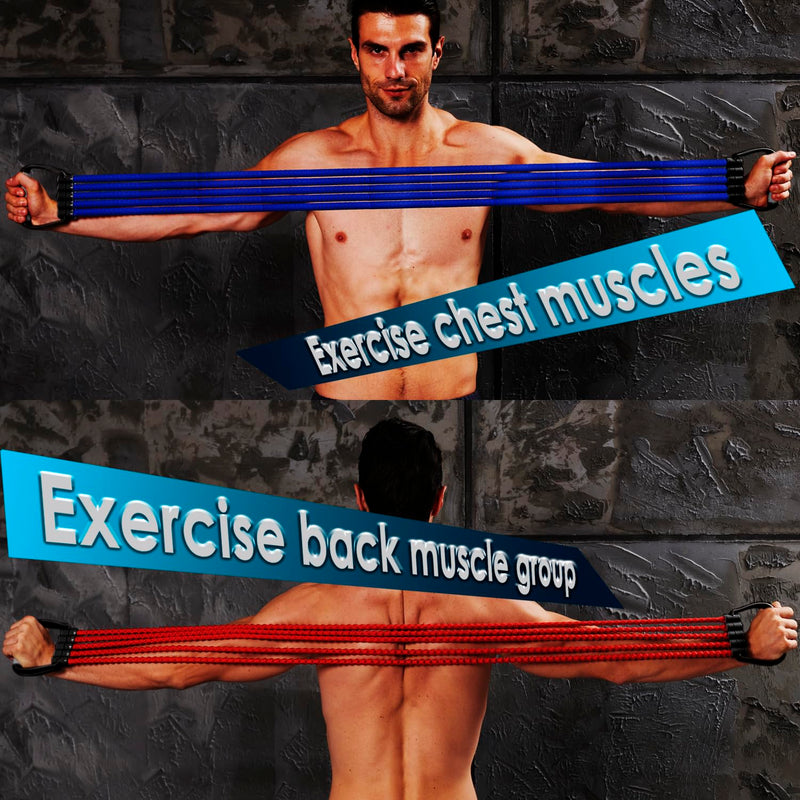 5-Level Chest Expander with Adjustable Resistance Bands, Exercise Band with Handle, Suitable for Men and Women of Different Strength Classes Fitness, Yoga, Training Home Gym Equipment Black