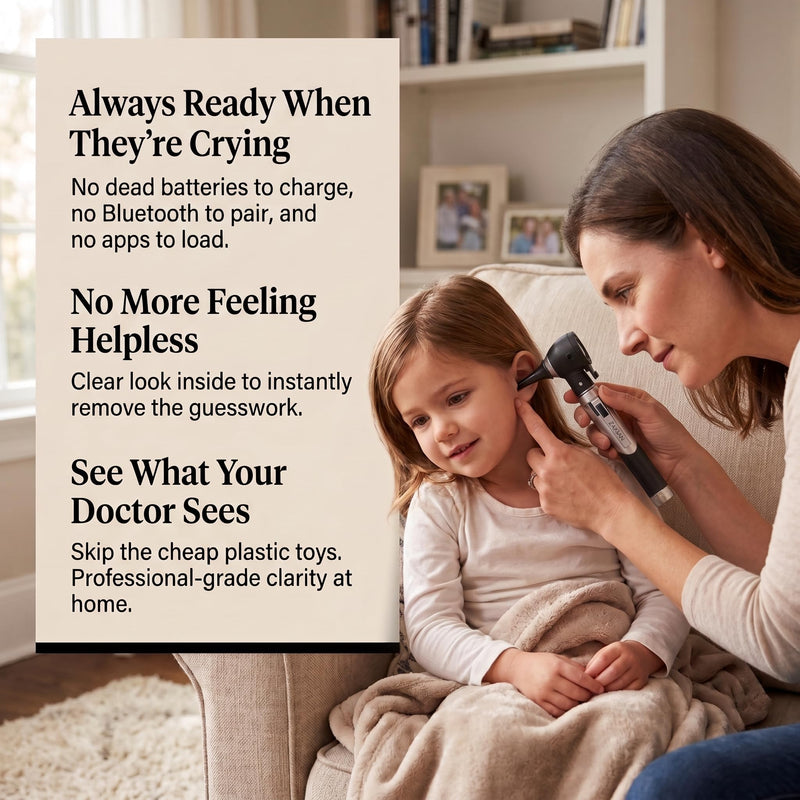 Professional Otoscope – High-Clarity Optical Ear Scope for Home Use, Infections & Canal Exams | Easy for Parents, Students & Clinicians | Includes Specula Kit & Protective Travel Pouch Soft Pouch