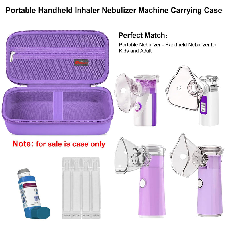 Elonbo Carrying Case for Portable Handheld Inhaler Nebulizer Machine for Adults and Kids, Asthma Inhaler Travel Case, Handheld Mesh Atomizer Machine Holder, Inhaler Spacer Bag, Purple - BeesActive Australia