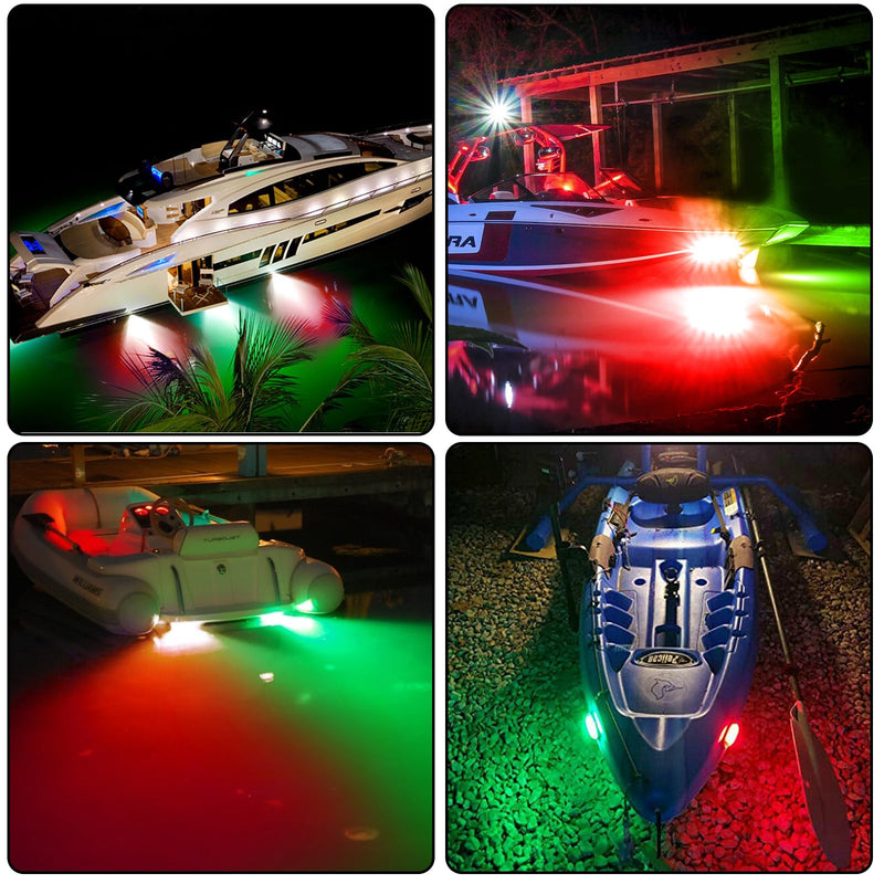 Boat Navigation Lights, 12V Stainless Steel Marine Navigation Lights, Waterproof Red & Green LED Marine Boat Yacht Sailing Signal Warning Light - BeesActive Australia