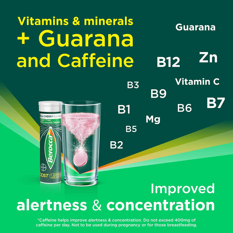 Berocca Boost Multivitamin Tablets Pack Of 20 | Caffeine Tablets With Guarana, Vitamin B12, Vitamin C And Magnesium, Helps Support Energy Release And Alertness