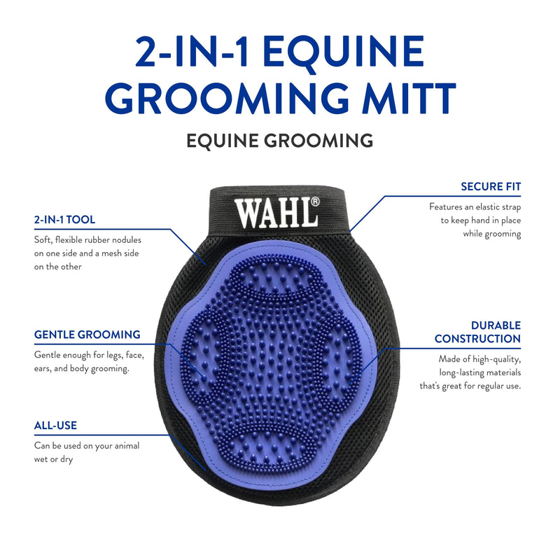 WAHL Professional Animal Equine Grooming Mitt - For Horse Care - Rubber Grooming Glove - Flexible Pet Grooming Glove - Horse Grooming Brush - BeesActive Australia