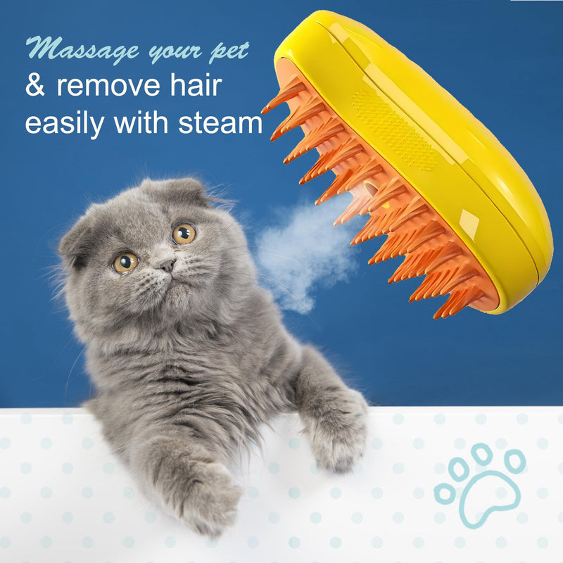 Cat Steamy Brush, Grooming Tool for Cats and Dogs with Steam Function, Massage, and Shedding Hair Removal - Ideal for Pets, Featuring Weighted Blanket Technology, Hair Brush, 3 in 1 - BeesActive Australia