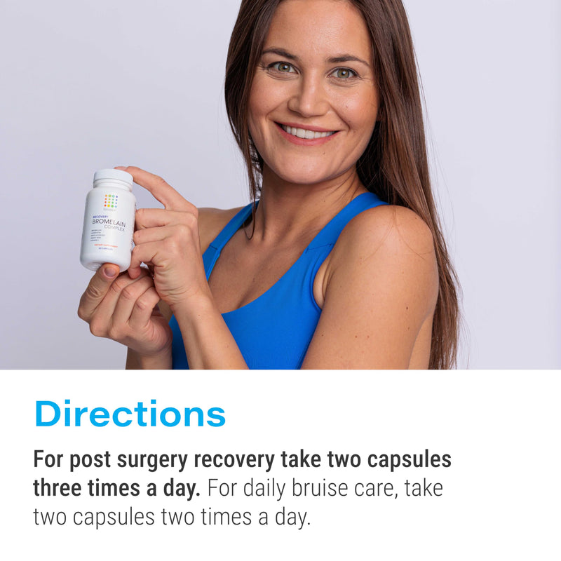 Bruizex Bromelain & Quercetin Recovery Complex - Post Surgery Recovery Bruising, Swelling Relief, Lymphatic Drainage - Post 360 lipo, BBL, Liposuction, Tummy Tuck - Non GMO - 60 Capsules