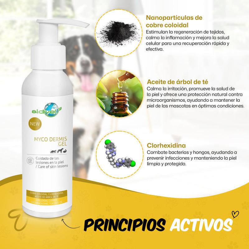 Aldivet Gel for the Care of Skin Injuries in Dogs Cats and Rodents - Natural Protective Barrier - Deep Hydration - Skin Regeneration - Antimicrobial Properties - 125ML