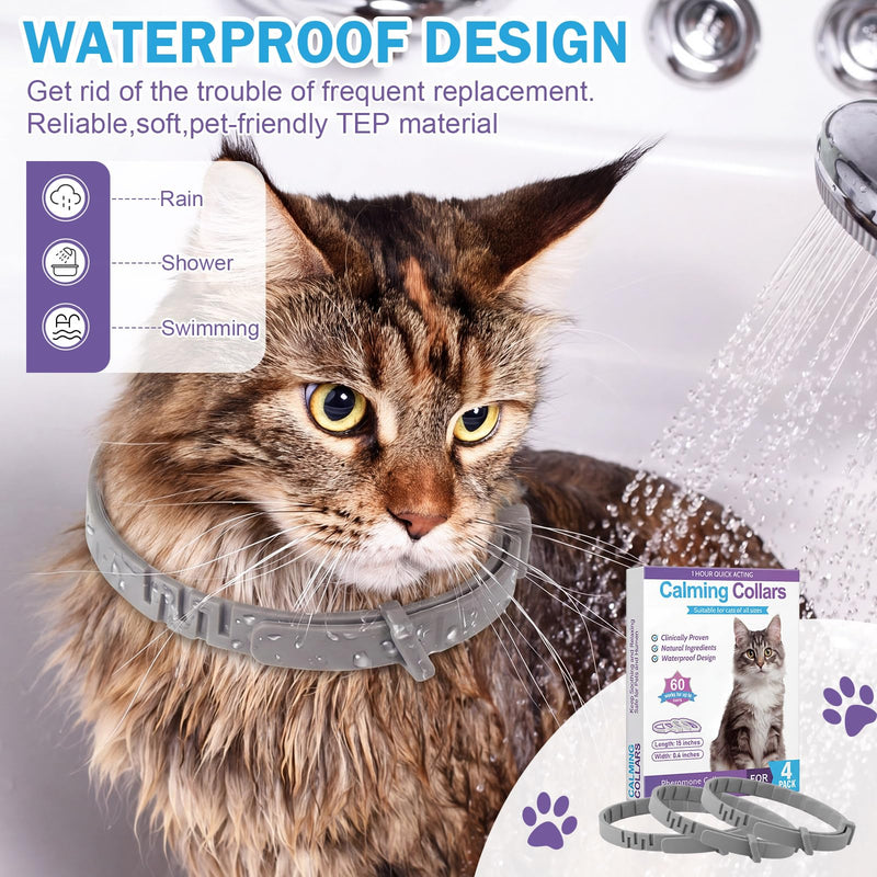 Eccliy 8 Pcs Calming Collars for Cats with Pheromones Anxiety and Stress Relief Collar for Cats 15'' Adjustable and 60 Day Lasting Calming Collar Reduces Stress, Scratching, Separation Anxiety, Gray