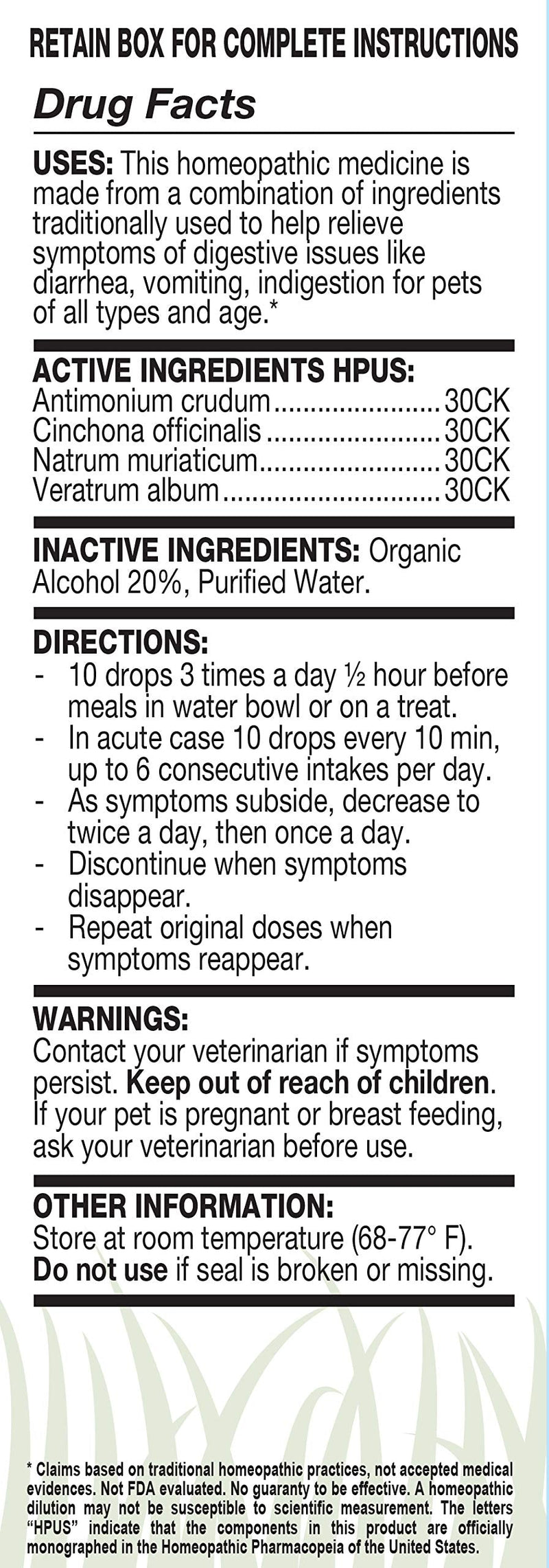 OLLOPETS Digestion, Organic Homeopathic Remedy for All Pets, 1 Fl Ounce