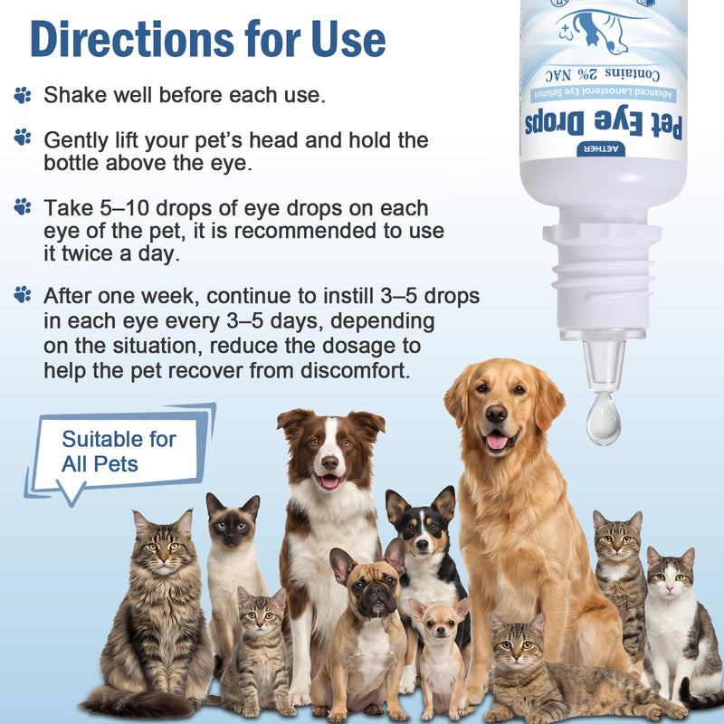 AETHER Cataract Eye Drops for Dogs – Improve Vision Clarity & Comfort, Preservative-Free, Natural Formula for Dogs