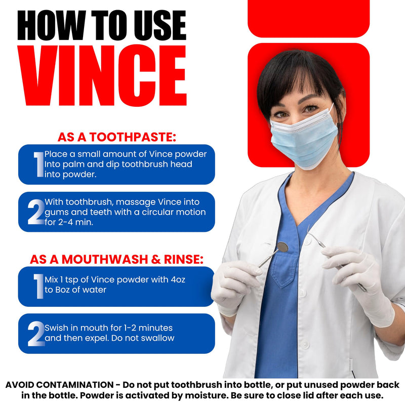 Vince Oxygenated Dentifrice - 2-in-1 Toothpaste & Mouthwash Formula - 4oz 4 Ounce (Pack of 1)