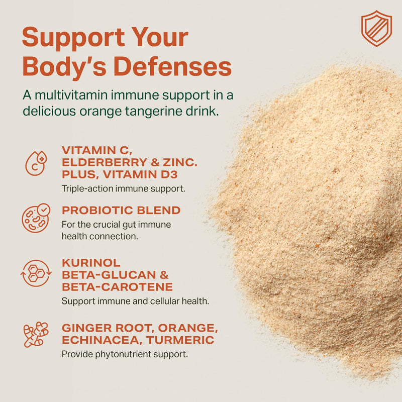 Proper, The Oranges Immune Support Supplement. Orange Tangerine Drink Mix. Elderberry Vitamin C and Zinc Complex with Echinacea, Immunity Vitamins, Phytonutrients and Gut Health Probiotic 15 Servings