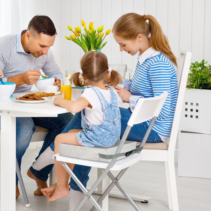 Toddler Booster Seat for Dining Table, Booster Seat for Table with Non-Slip Bottom & Straps, HOSEASCA Kitchen Booster Seat with PU Washable Cover for 4-35 Months(Grey) Grey - BeesActive Australia