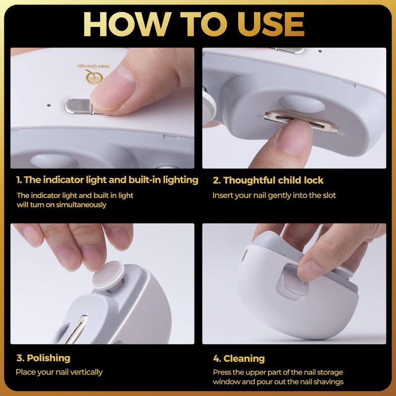 Automatic Nail Clipper – Electric Nail Trimmer & Polisher for Adults, Seniors, Babies, Men & Women – Smart, Safe & Travel-Friendly with Free Heavy-Duty Toenail Clipper