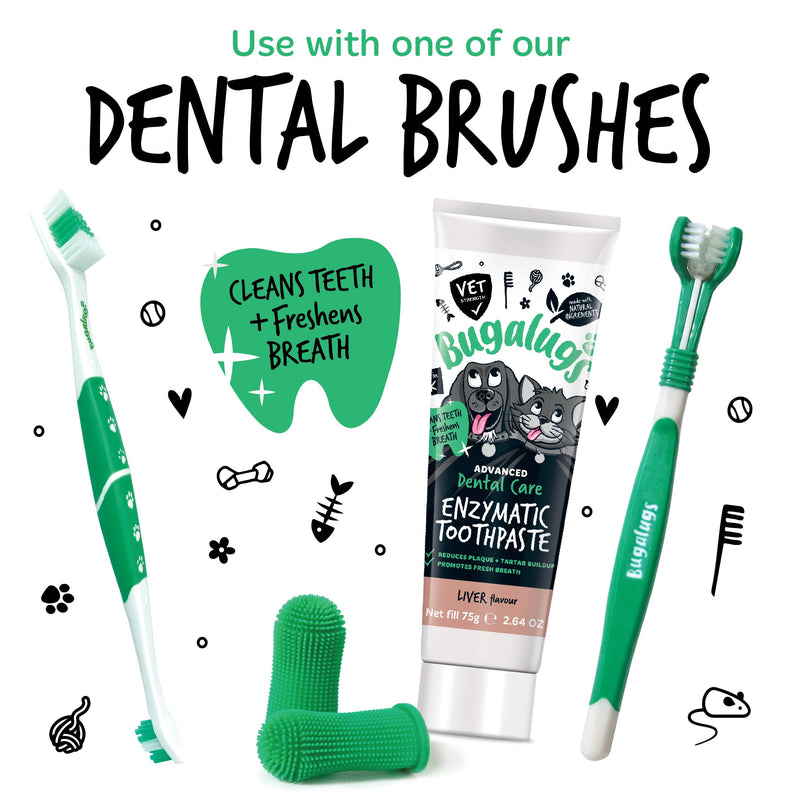 Bugalugs Dental Enzymatic Dog Toothpaste & Cat Toothpaste for Dog Teeth Cleaning, Dog Breath Freshener, Dog Plaque Remover & Tartar for Pets use with Our Dog Toothbrush & Cat Toothbrush (Liver 75g)